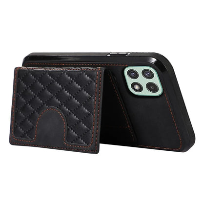 For Samsung Galaxy A22 5G (EU Version) Rhombus Grid Phone Case TPU+PU Leather Kickstand Shell