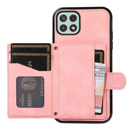 For Samsung Galaxy A22 5G (EU Version) Rhombus Grid Phone Case TPU+PU Leather Kickstand Shell