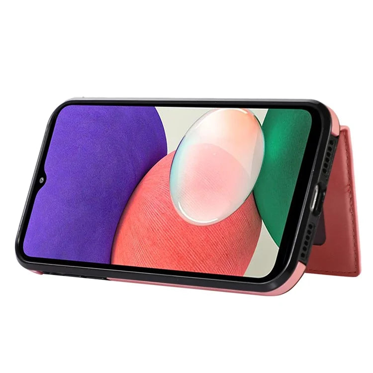 For Samsung Galaxy A22 5G (EU Version) Rhombus Grid Phone Case TPU+PU Leather Kickstand Shell