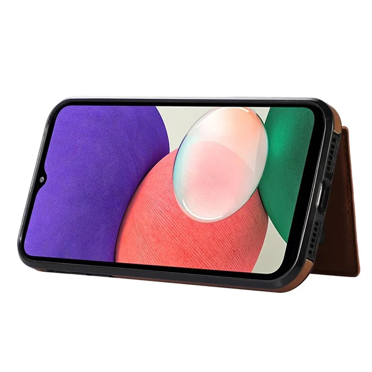 For Samsung Galaxy A22 5G (EU Version) Rhombus Grid Phone Case TPU+PU Leather Kickstand Shell