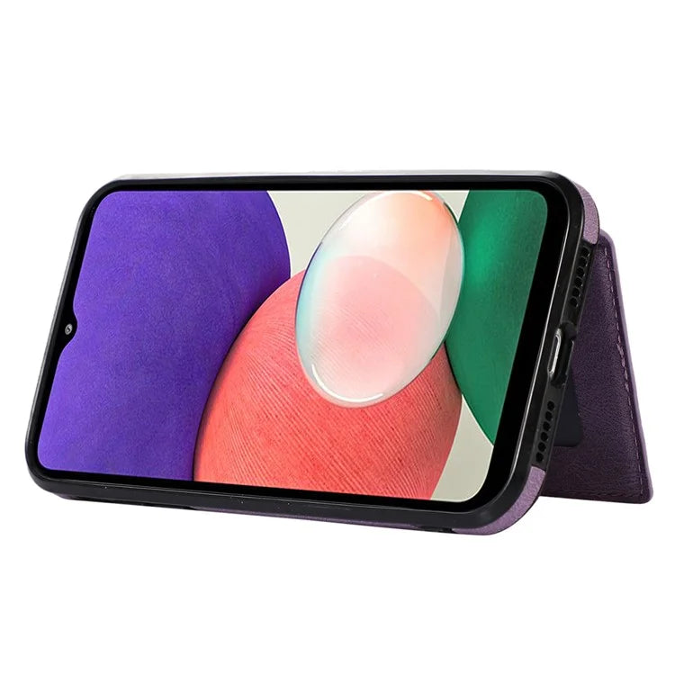 For Samsung Galaxy A22 5G (EU Version) Rhombus Grid Phone Case TPU+PU Leather Kickstand Shell
