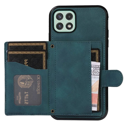 For Samsung Galaxy A22 5G (EU Version) Rhombus Grid Phone Case TPU+PU Leather Kickstand Shell