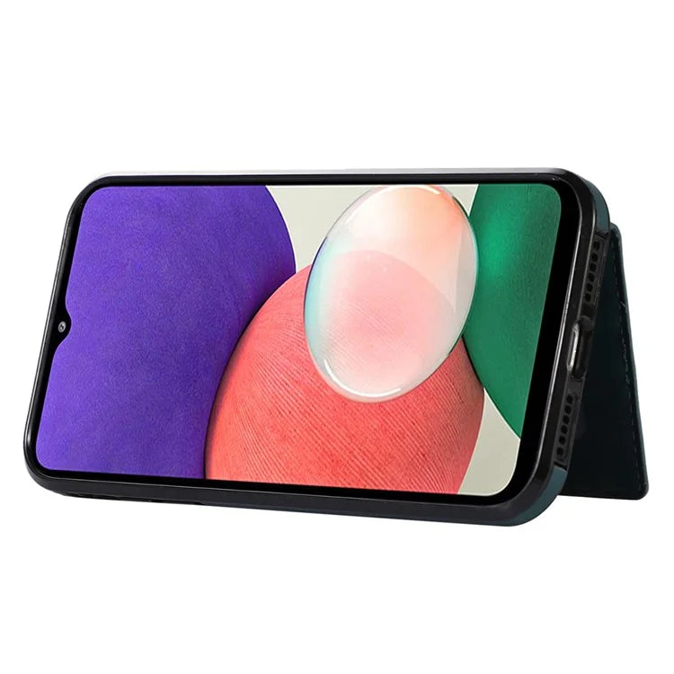 For Samsung Galaxy A22 5G (EU Version) Rhombus Grid Phone Case TPU+PU Leather Kickstand Shell