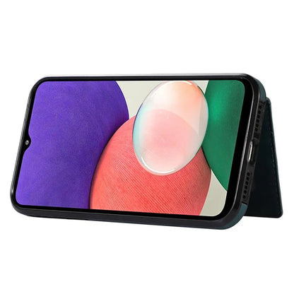 For Samsung Galaxy A22 5G (EU Version) Rhombus Grid Phone Case TPU+PU Leather Kickstand Shell