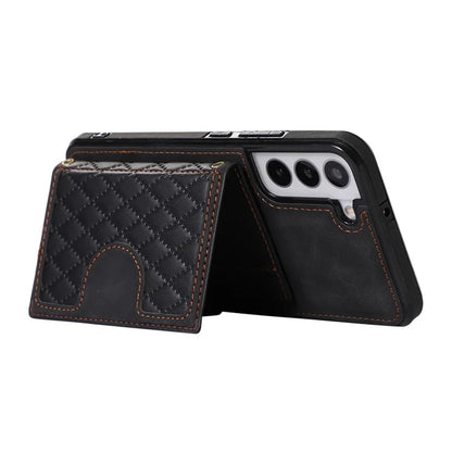 For Samsung Galaxy S21 FE 5G Kickstand Phone Case TPU+PU Leather Shoulder Phone Bag