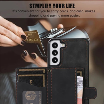 For Samsung Galaxy S21 FE 5G Kickstand Phone Case TPU+PU Leather Shoulder Phone Bag