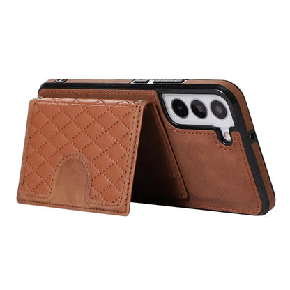 For Samsung Galaxy S21 FE 5G Kickstand Phone Case TPU+PU Leather Shoulder Phone Bag