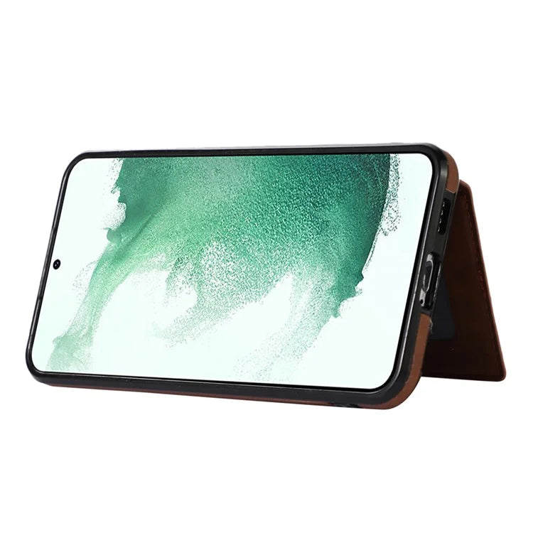 For Samsung Galaxy S21 FE 5G Kickstand Phone Case TPU+PU Leather Shoulder Phone Bag