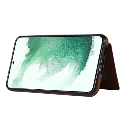 For Samsung Galaxy S21 FE 5G Kickstand Phone Case TPU+PU Leather Shoulder Phone Bag