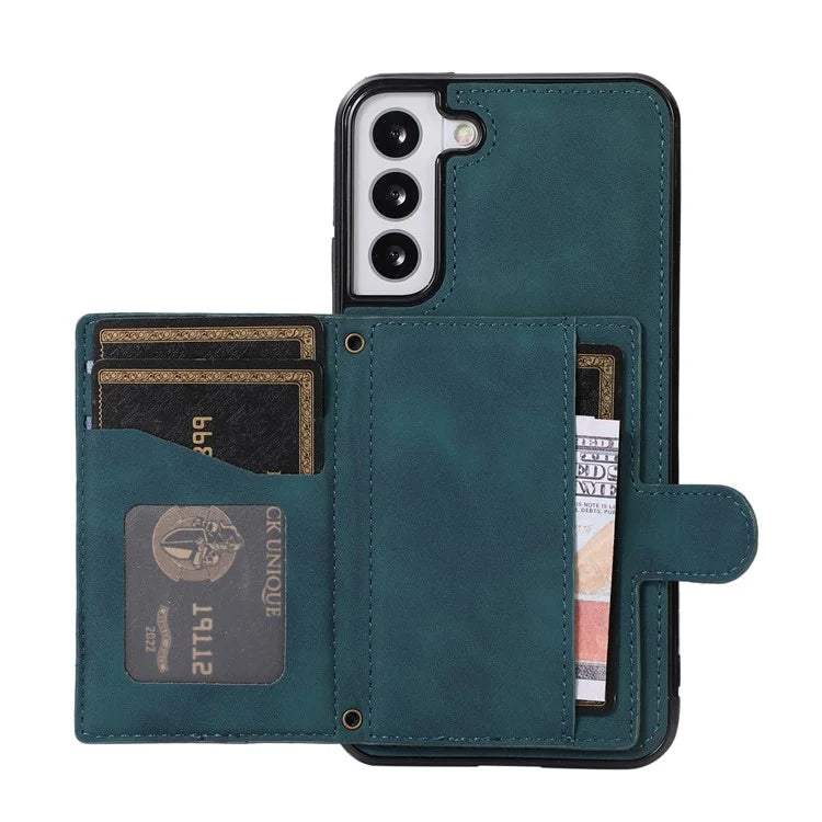 For Samsung Galaxy S21 FE 5G Kickstand Phone Case TPU+PU Leather Shoulder Phone Bag