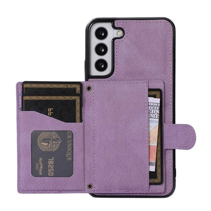 For Samsung Galaxy S21 FE 5G Kickstand Phone Case TPU+PU Leather Shoulder Phone Bag