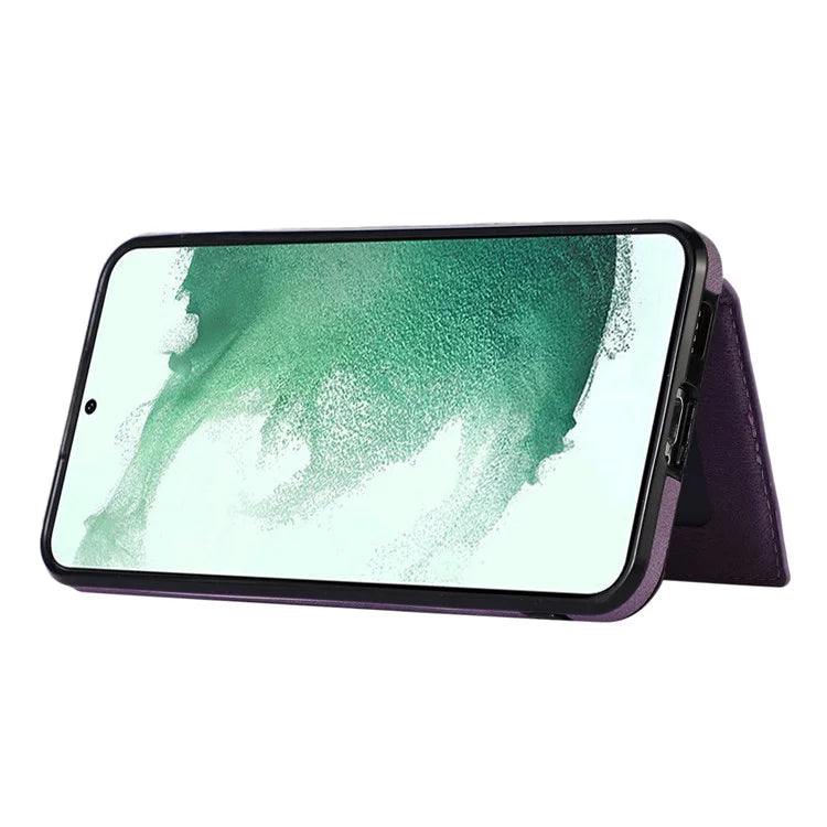 For Samsung Galaxy S21 FE 5G Kickstand Phone Case TPU+PU Leather Shoulder Phone Bag