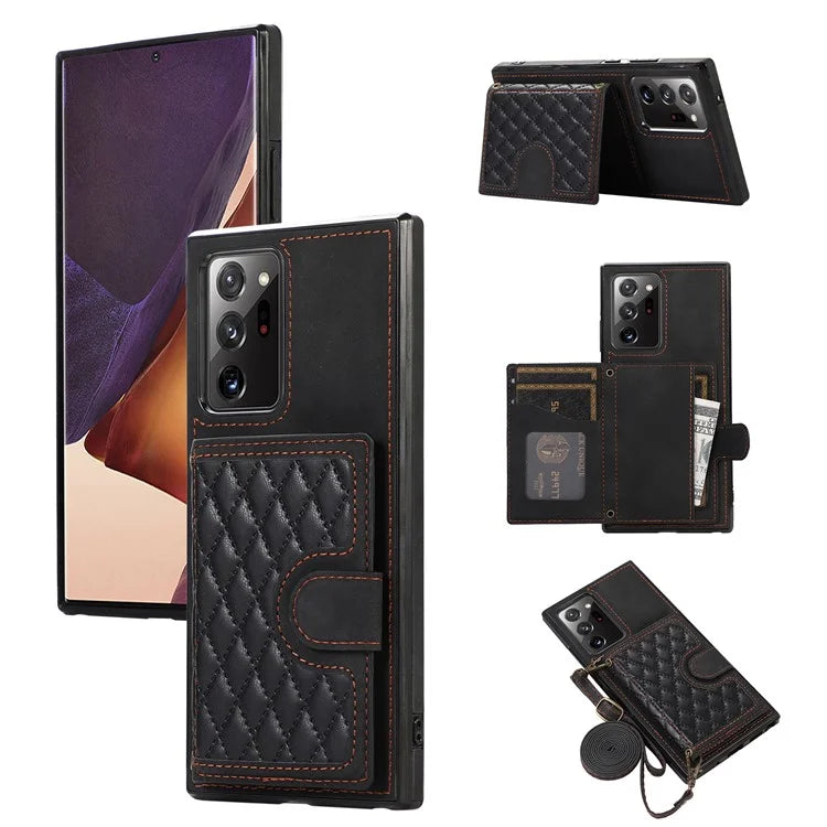 For Samsung Galaxy Note20 Ultra 5G / Note20 Ultra Shoulder Phone Pouch Card Case TPU+PU Leather Cover