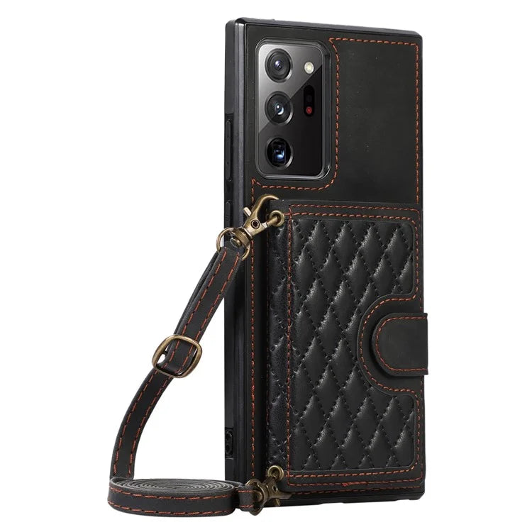 For Samsung Galaxy Note20 Ultra 5G / Note20 Ultra Shoulder Phone Pouch Card Case TPU+PU Leather Cover
