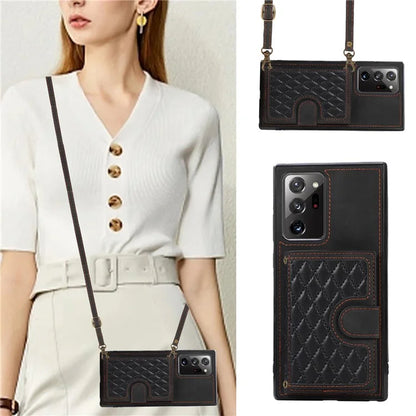 For Samsung Galaxy Note20 Ultra 5G / Note20 Ultra Shoulder Phone Pouch Card Case TPU+PU Leather Cover