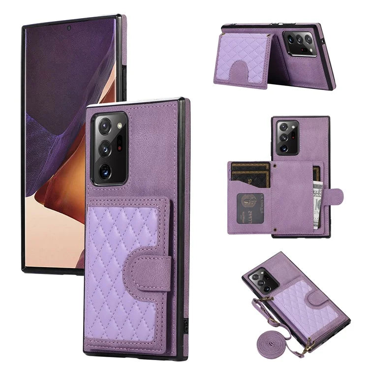 For Samsung Galaxy Note20 Ultra 5G / Note20 Ultra Shoulder Phone Pouch Card Case TPU+PU Leather Cover