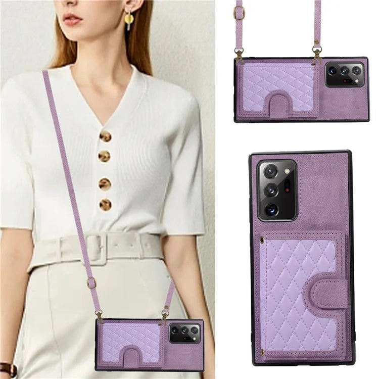 For Samsung Galaxy Note20 Ultra 5G / Note20 Ultra Shoulder Phone Pouch Card Case TPU+PU Leather Cover