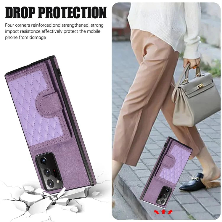 For Samsung Galaxy Note20 Ultra 5G / Note20 Ultra Shoulder Phone Pouch Card Case TPU+PU Leather Cover