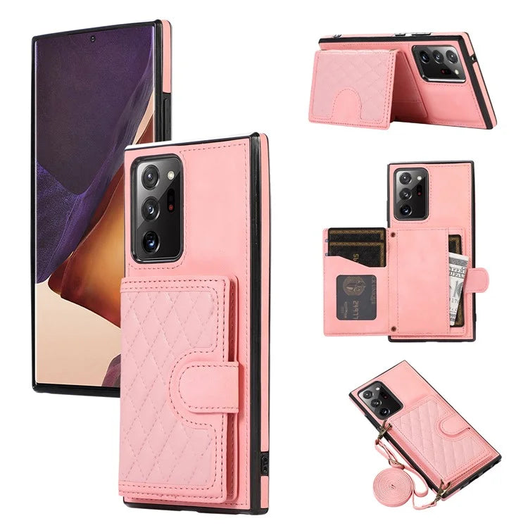 For Samsung Galaxy Note20 Ultra 5G / Note20 Ultra Shoulder Phone Pouch Card Case TPU+PU Leather Cover
