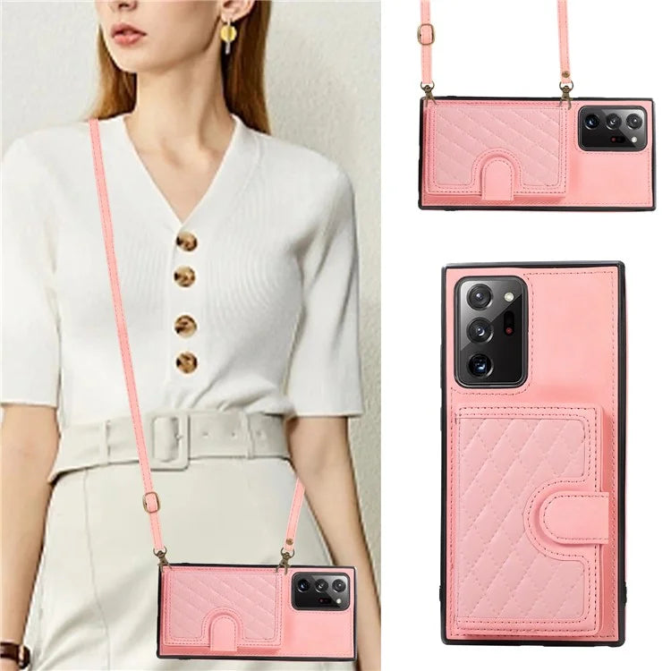 For Samsung Galaxy Note20 Ultra 5G / Note20 Ultra Shoulder Phone Pouch Card Case TPU+PU Leather Cover