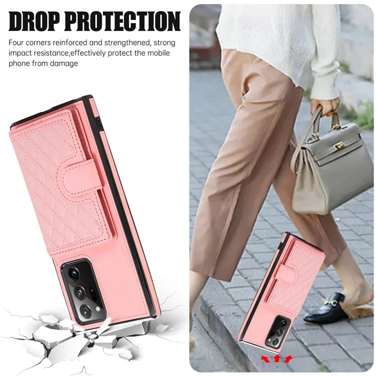For Samsung Galaxy Note20 Ultra 5G / Note20 Ultra Shoulder Phone Pouch Card Case TPU+PU Leather Cover