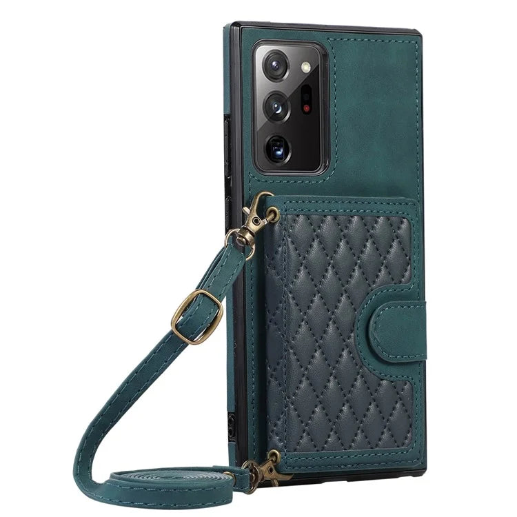 For Samsung Galaxy Note20 Ultra 5G / Note20 Ultra Shoulder Phone Pouch Card Case TPU+PU Leather Cover