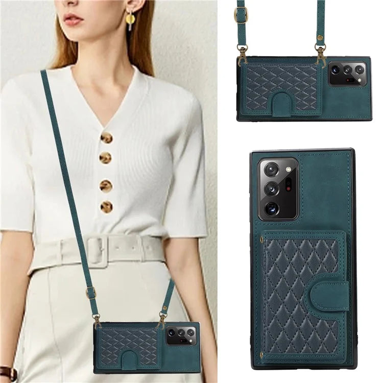 For Samsung Galaxy Note20 Ultra 5G / Note20 Ultra Shoulder Phone Pouch Card Case TPU+PU Leather Cover