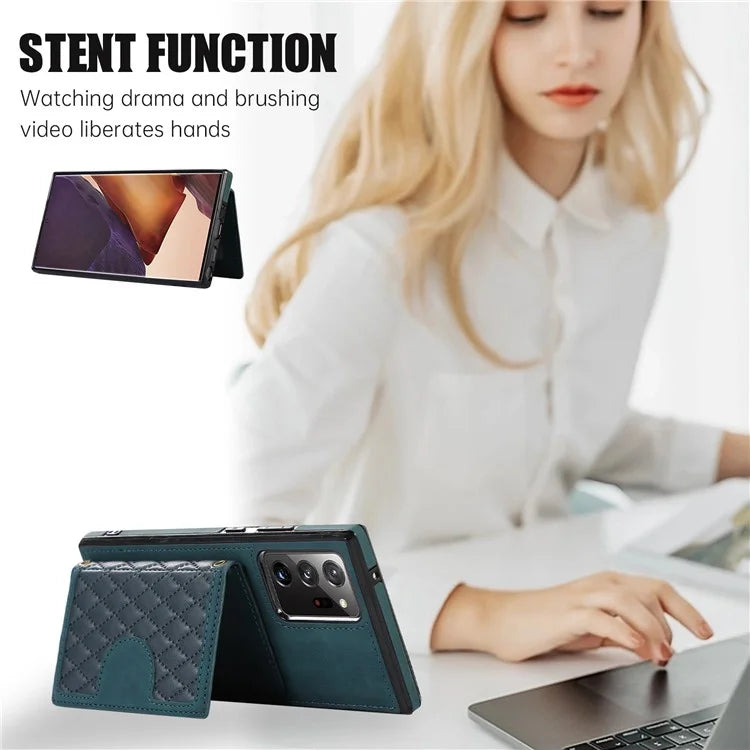For Samsung Galaxy Note20 Ultra 5G / Note20 Ultra Shoulder Phone Pouch Card Case TPU+PU Leather Cover