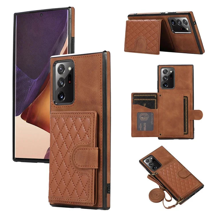 For Samsung Galaxy Note20 Ultra 5G / Note20 Ultra Shoulder Phone Pouch Card Case TPU+PU Leather Cover