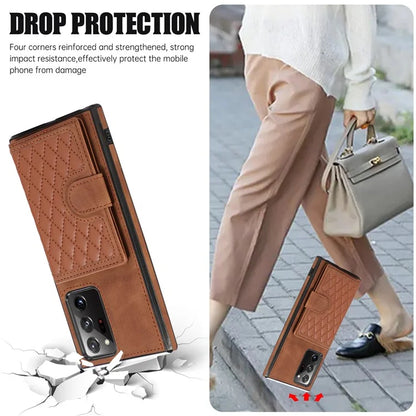 For Samsung Galaxy Note20 Ultra 5G / Note20 Ultra Shoulder Phone Pouch Card Case TPU+PU Leather Cover
