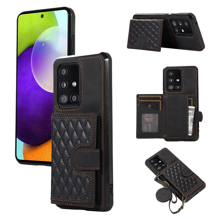 For Samsung Galaxy A51 5G Card Holder TPU+PU Leather Phone Case Kickstand Phone Cover