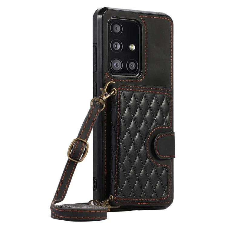 For Samsung Galaxy A51 5G Card Holder TPU+PU Leather Phone Case Kickstand Phone Cover