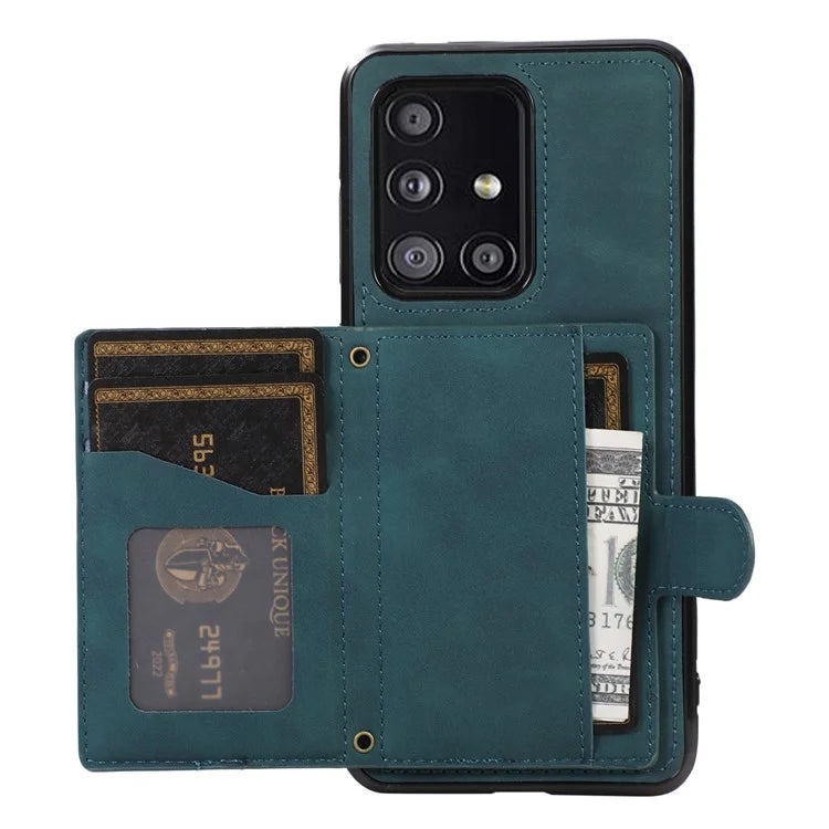 For Samsung Galaxy A51 5G Card Holder TPU+PU Leather Phone Case Kickstand Phone Cover