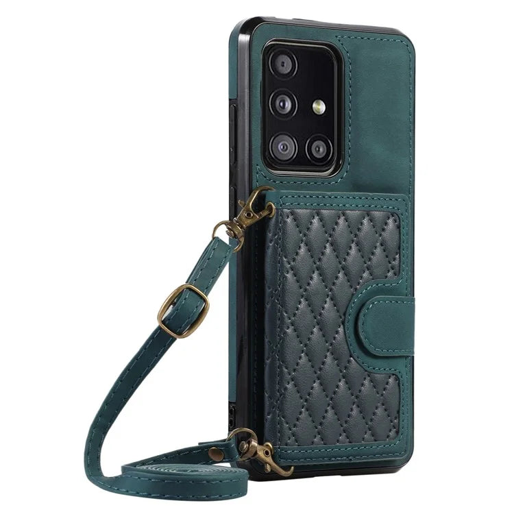 For Samsung Galaxy A51 5G Card Holder TPU+PU Leather Phone Case Kickstand Phone Cover