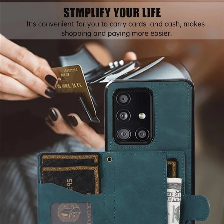 For Samsung Galaxy A51 5G Card Holder TPU+PU Leather Phone Case Kickstand Phone Cover