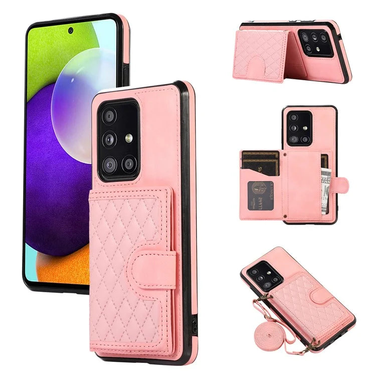 For Samsung Galaxy A51 5G Card Holder TPU+PU Leather Phone Case Kickstand Phone Cover