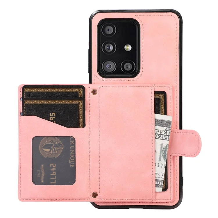 For Samsung Galaxy A51 5G Card Holder TPU+PU Leather Phone Case Kickstand Phone Cover