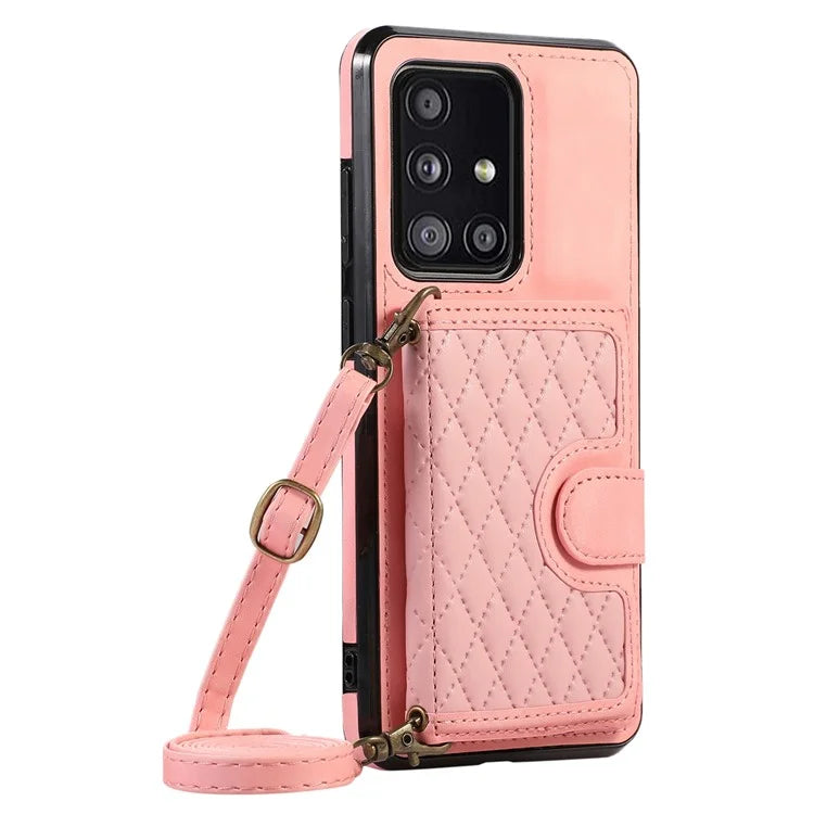 For Samsung Galaxy A51 5G Card Holder TPU+PU Leather Phone Case Kickstand Phone Cover
