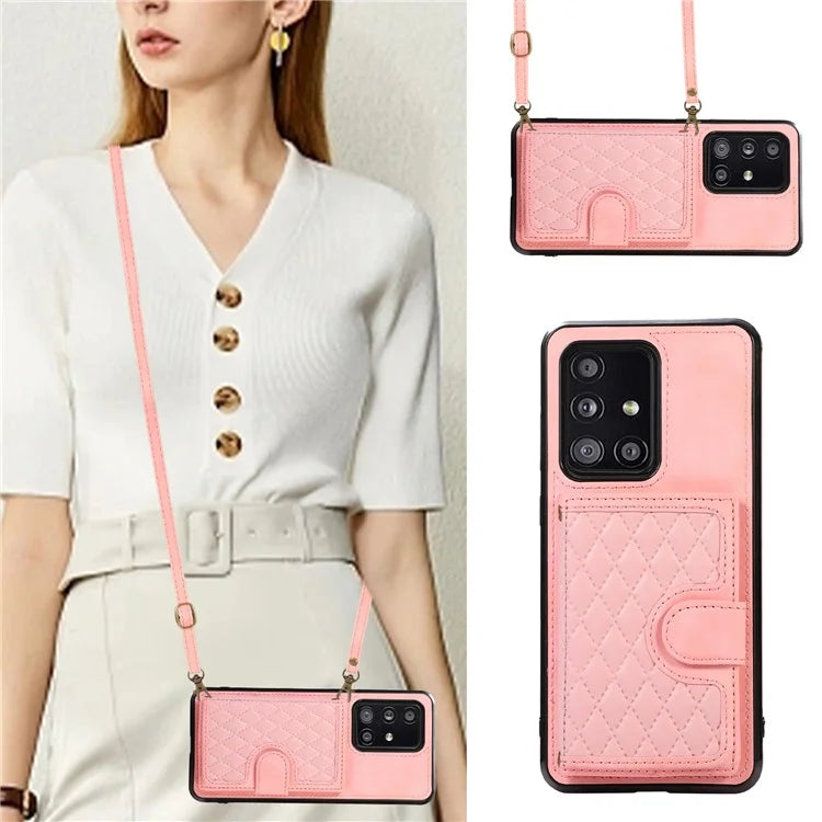 For Samsung Galaxy A51 5G Card Holder TPU+PU Leather Phone Case Kickstand Phone Cover