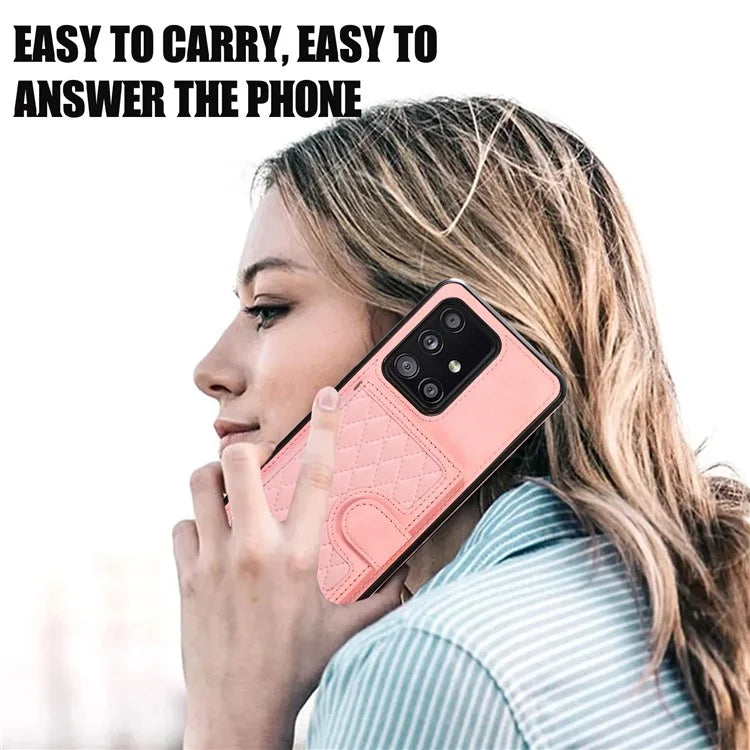 For Samsung Galaxy A51 5G Card Holder TPU+PU Leather Phone Case Kickstand Phone Cover