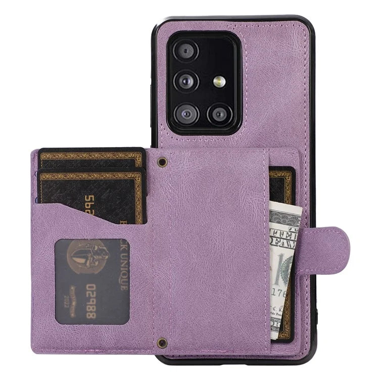 For Samsung Galaxy A51 5G Card Holder TPU+PU Leather Phone Case Kickstand Phone Cover