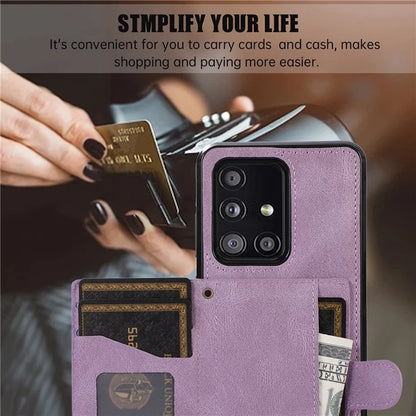 For Samsung Galaxy A51 5G Card Holder TPU+PU Leather Phone Case Kickstand Phone Cover
