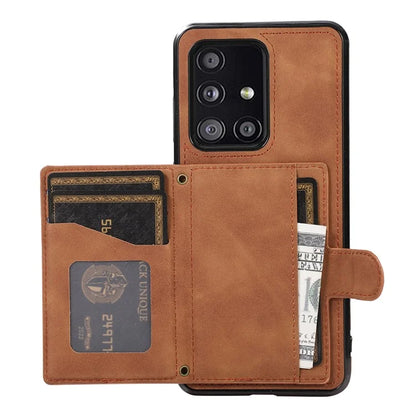 For Samsung Galaxy A51 5G Card Holder TPU+PU Leather Phone Case Kickstand Phone Cover