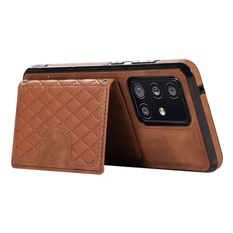 For Samsung Galaxy A51 5G Card Holder TPU+PU Leather Phone Case Kickstand Phone Cover