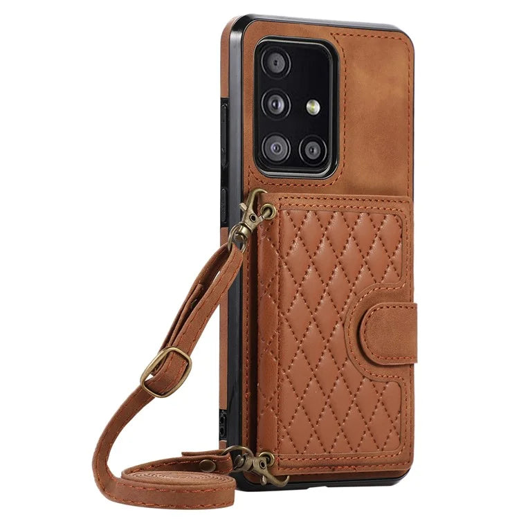 For Samsung Galaxy A51 5G Card Holder TPU+PU Leather Phone Case Kickstand Phone Cover