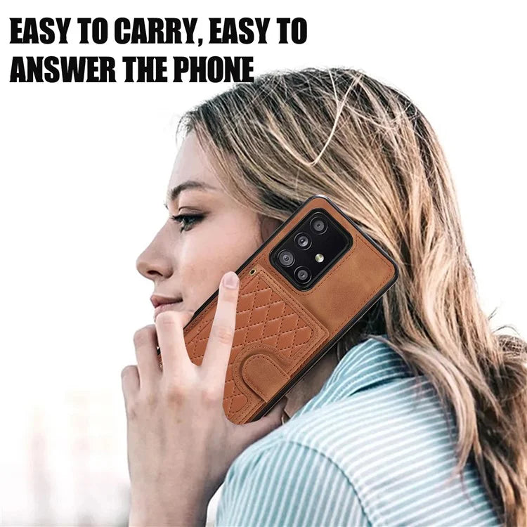 For Samsung Galaxy A51 5G Card Holder TPU+PU Leather Phone Case Kickstand Phone Cover
