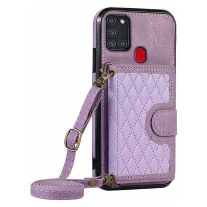 For Samsung Galaxy A21s Phone Case TPU+PU Leather Phone Cover with Card Holder