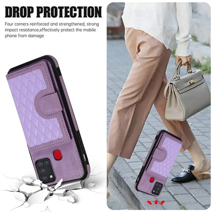 For Samsung Galaxy A21s Phone Case TPU+PU Leather Phone Cover with Card Holder