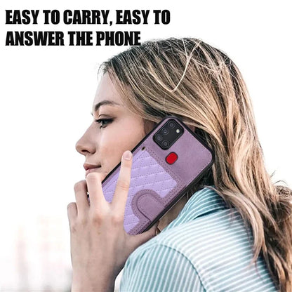 For Samsung Galaxy A21s Phone Case TPU+PU Leather Phone Cover with Card Holder