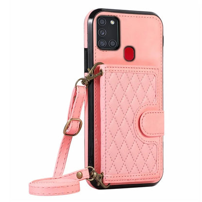 For Samsung Galaxy A21s Phone Case TPU+PU Leather Phone Cover with Card Holder